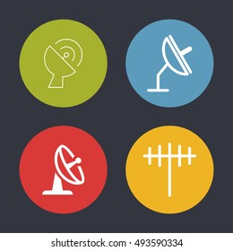 Simple Set of Antenna and Satellite Dish Related Vector Line Icons. Contains such Icons as Communication, Radio, Technology, Network.