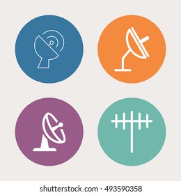 Simple Set of Antenna and Satellite Dish Related Vector Line Icons. Contains such Icons as Communication, Radio, Technology, Network.