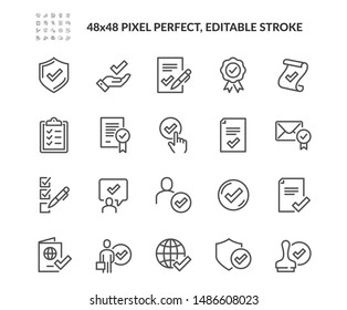 Simple Set of Approve Related Vector Line Icons. Contains such Icons as Protection Guarantee, Accepted Document, Quality Check and more.
Editable Stroke. 48x48 Pixel Perfect. - Shutterstock ID 1486608023