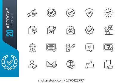 Simple Set of Approve Related Vector Line Icons. Contains such Icons as Inspector, Stamp, Check List and more.