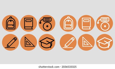 Conjunto simple de iconos de línea vectorial relacionados. Contiene iconos relacionados con la escuela. Ilustración vectorial.