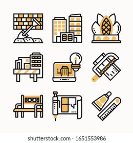 simple set Architecture Color icons Pack vector