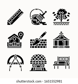 conjunto simple Arquitectura iconos de glifo Empaquetar vector
