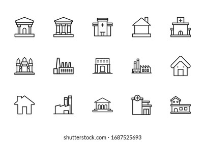 Conjunto simple de iconos de arquitectura en estilo de línea de moda. Símbolos vectoriales modernos, aislados en un fondo blanco. Envase para pictogramas lineales. Colección de iconos de línea para aplicaciones web y concepto móvil.