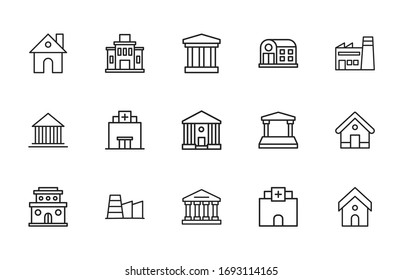 Simple set of architecture icons in trendy line style. Modern vector symbols, isolated on a white background. Linear pictogram pack. Line icons collection for web apps and mobile concept.