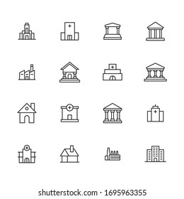 Simple set of architecture icons in trendy line style. Modern vector symbols, isolated on a white background. Linear pictogram pack. Line icons collection for web apps and mobile concept.