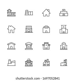 Conjunto simple de iconos de arquitectura en estilo de línea de moda. Símbolos vectoriales modernos, aislados en un fondo blanco. Envase para pictogramas lineales. Colección de iconos de línea para aplicaciones web y concepto móvil.