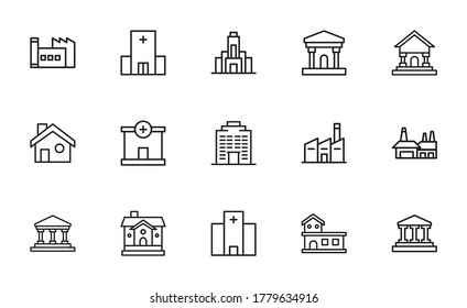 Conjunto simple de iconos de arquitectura con estilo de línea de moda. Símbolos vectoriales modernos, aislados en un fondo blanco. Envase para pictogramas lineales. Colección de iconos de línea para aplicaciones web y concepto móvil.