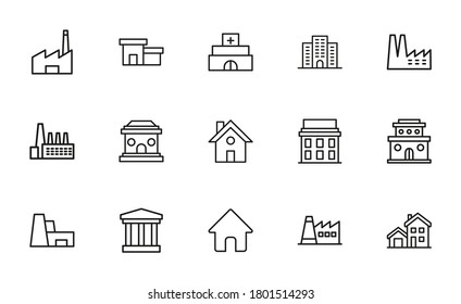 Simple set of architecture icons in trendy line style. Modern vector symbols, isolated on a white background. Linear pictogram pack. Line icons collection for web apps and mobile concept.