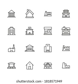 Simple set of architecture icons in trendy line style. Modern vector symbols, isolated on a white background. Linear pictogram pack. Line icons collection for web apps and mobile concept.