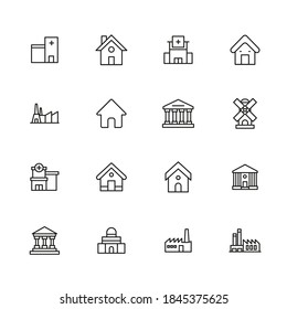 Simple set of architecture icons in trendy line style. Modern vector symbols, isolated on a white background. Linear pictogram pack. Line icons collection for web apps and mobile concept.