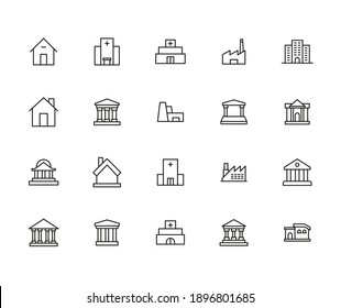 Simple set of architecture icons in trendy line style. Modern vector symbols, isolated on a white background. Linear pictogram pack. Line icons collection for web apps and mobile concept.