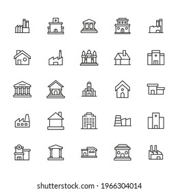 Simple set of architecture icons in trendy line style. Modern vector symbols, isolated on a white background. Linear pictogram pack. Line icons collection for web apps and mobile concept.