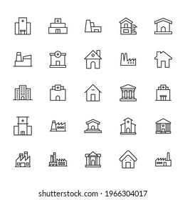 Conjunto simple de iconos de arquitectura con estilo de línea de moda. Símbolos vectoriales modernos, aislados en un fondo blanco. Envase para pictogramas lineales. Colección de iconos de línea para aplicaciones web y concepto móvil.