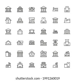Conjunto simple de iconos de arquitectura con estilo de línea de moda. Símbolos vectoriales modernos, aislados en un fondo blanco. Envase para pictogramas lineales. Colección de iconos de línea para aplicaciones web y concepto móvil.