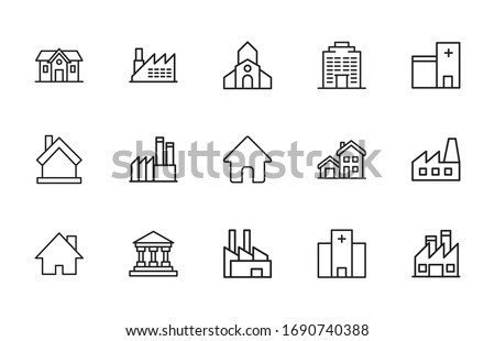 Simple set of architecture icons in trendy line style. Modern vector symbols, isolated on a white background. Linear pictogram pack. Line icons collection for web apps and mobile concept.