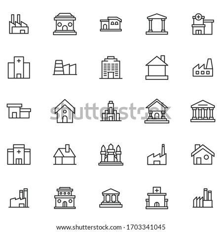 Simple set of architecture icons in trendy line style. Modern vector symbols, isolated on a white background. Linear pictogram pack. Line icons collection for web apps and mobile concept.