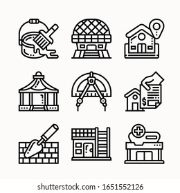 simple set Architecture Line icons Pack vector
