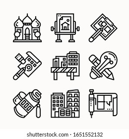 simple set Architecture Line icons Pack vector