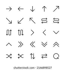 Conjunto simple de estilos de línea de iconos de flecha
