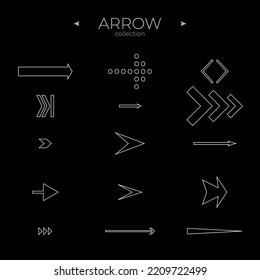 Simple set of arrow icons. Linear Arrow icons set. Arrow basic UI elements. Simple Minimal Pictogram. Vector illustration
