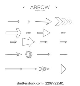Simple set of arrow icons. Outline symbol collection. Modern vector symbols. Simple Minimal Pictogram. Vector illustration