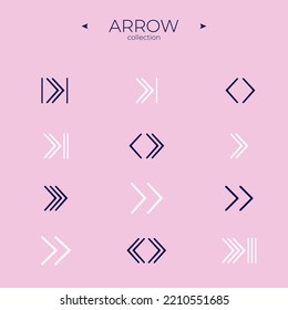 Conjunto simple de iconos de flecha. Colección de símbolos de flecha suave. Estilo de línea delgada. Para gráficos Web. Accionamiento vectorial editable