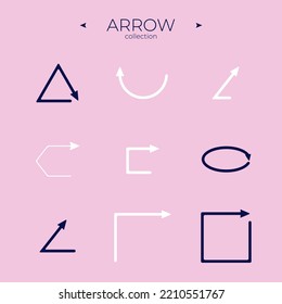 Conjunto simple de iconos de flecha. Ajuste de iconos de flecha suave. Estilo de línea delgada. Símbolos Web para sitios Web. Vector