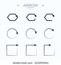 Simple set of arrow icons. Smooth arrow symbol collection. Modern vector symbols. For Apps. Vector illustration