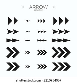 Simple set of arrow icons. Arrow symbol collection. Arrow basic UI elements. Simple Minimal Pictogram. Editable vector stroke