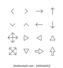 Simple set of arrow icons in trendy line style. Modern vector symbols, isolated on a white background. Linear pictogram pack. Line icons collection for web apps and mobile concept.