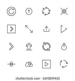 Conjunto simple de iconos de flecha en estilo de línea de moda. Símbolos vectoriales modernos, aislados en un fondo blanco. Envase para pictogramas lineales. Colección de iconos de línea para aplicaciones web y concepto móvil.