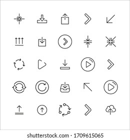 Simple set of arrow icons in trendy line style. Modern vector symbols, isolated on a white background. Linear pictogram pack. Line icons collection for web apps and mobile concept.