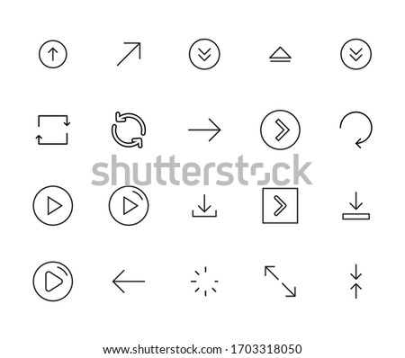 Simple set of arrow icons in trendy line style. Modern vector symbols, isolated on a white background. Linear pictogram pack. Line icons collection for web apps and mobile concept.