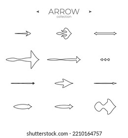 Simple set of arrow icons. Universal Arrow icon. Trendy line style. Simple Minimal Pictogram. Editable vector stroke
