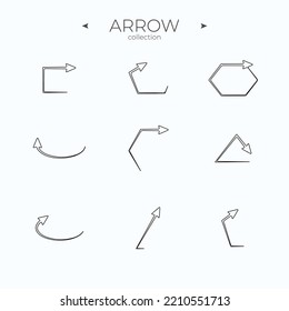 Simple set of arrow icons. Arrow vector icon set. Arrow basic UI elements. To use in web and mobile UI. Editable vector stroke
