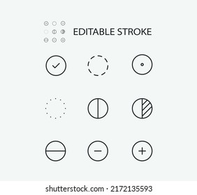 Einfache Set von Pfeilsymbolen für Vektorlinien. Enthält Symbole wie Circle, Yes und No und mehr. Bearbeitbarer Stroke. 72x72 Pixel perfekt.