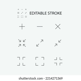 Simple Set of Arrow Related Vector Line Icons. Editable stroke. Contains such Icons as Yes and Frame and more. Editable Stroke. 72x72 Pixel Perfect.