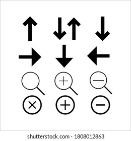 simple set of arrow, search, pointer icon vektor illustration