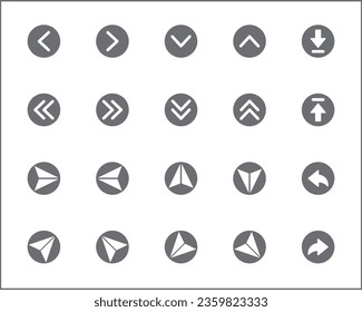 Simple Set of arrows Related Vector Line Icons. Vector collection of basic, infographic, navigation, direction, chevron, cursors, selection and design elements symbols or logo element.