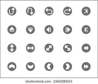 Simple Set of arrows Related Vector Line Icons. Vector collection of basic, infographic, navigation, direction, chevron, cursors, selection and design elements symbols or logo element.