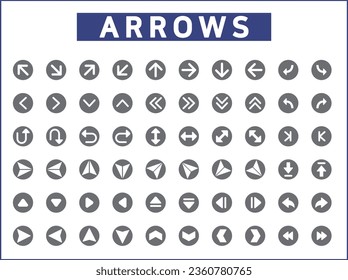 Simple Set of arrows Related Vector Line Icons. Vector collection of basic, infographic, navigation, direction, chevron, cursors, selection and design elements symbols or logo element.