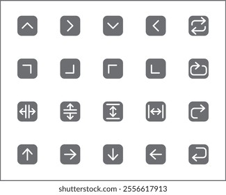 Simple Set of arrows Related Vector Line Icons. Vector collection of basic, infographic, navigation, direction, chevron, cursors, selection and design elements symbols or logo element.