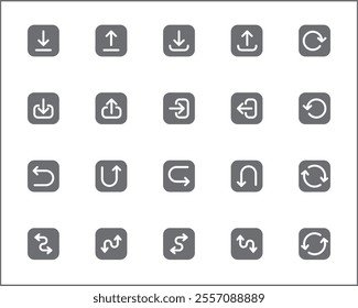 Simple Set of arrows Related Vector Line Icons. Vector collection of basic, infographic, navigation, direction, chevron, cursors, selection and design elements symbols or logo element.