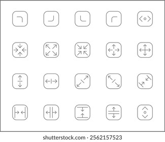 	
Simple Set of arrows Related Vector Line Icons. Vector collection of basic, infographic, navigation, direction, chevron, cursors, selection and design elements symbols or logo element.