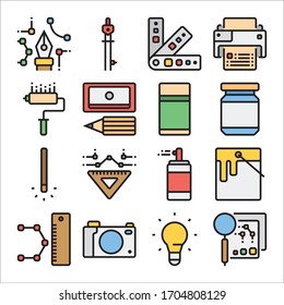 Simple Set of Art Design Related Vector Line Icons Color