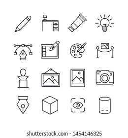 Simple set of art icons in trendy line style. Modern vector symbols, isolated on a white background. Linear pictogram pack. Line icons collection for web apps and mobile concept.