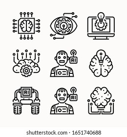 simple set artifical Line icons Pack vector