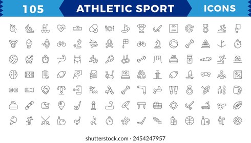 Conjunto simple de iconos de línea de Vector relacionados con el deporte deportivo. Pixel perfect.Contains tales iconos como montar en bicicleta acuática, SUP Boarding, cuidado de la cabeza, Windsurf y más. Trazo editable.
