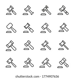 Simple set of auction icons in trendy line style. Modern vector symbols, isolated on a white background. Linear pictogram pack. Line icons collection for web apps and mobile concept.